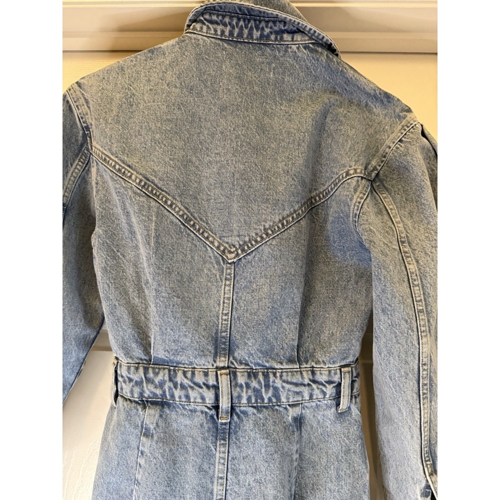 MNG Denim Midi Dress Women Size 2 Light Wash Blue Western Yoke Button Front Long - Picture 7 of 8